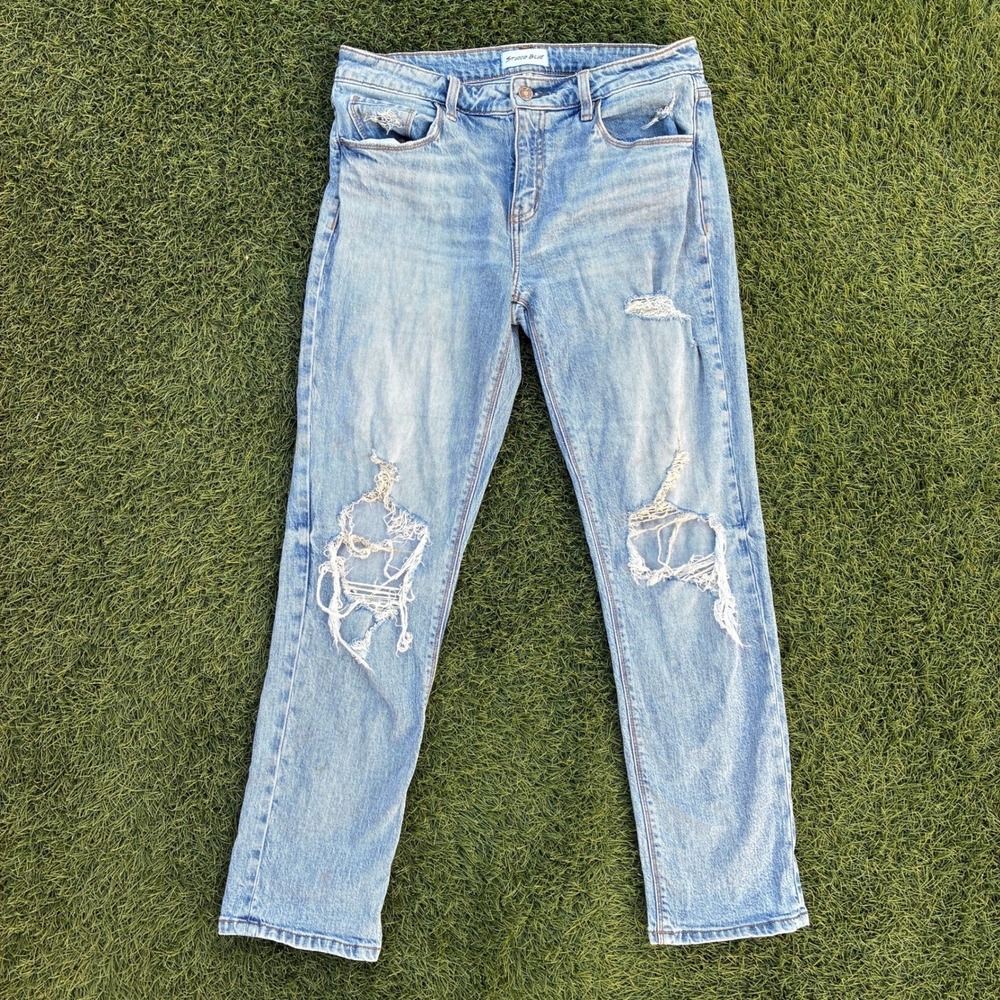 Studio Blue Womens 32x28 Distressed Straight Leg Jeans Light Wash Ripped Y2K 90s